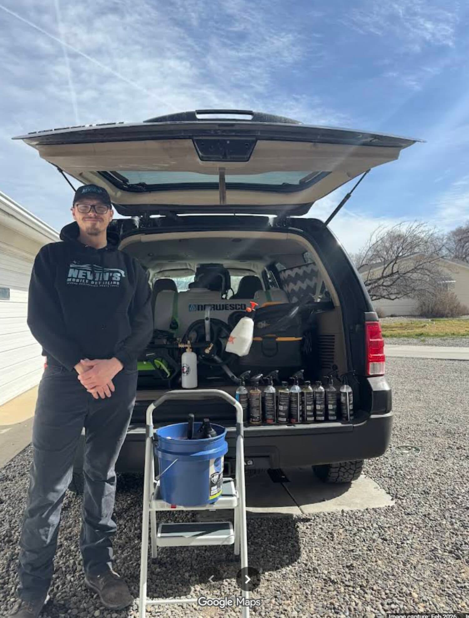 Nevin's Mobile Detailing fully-equipped mobile setup arriving on location